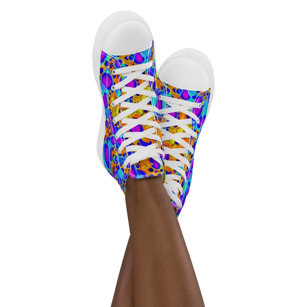 Bubble Reactor on Women's High Top Canvas Shoes — Front