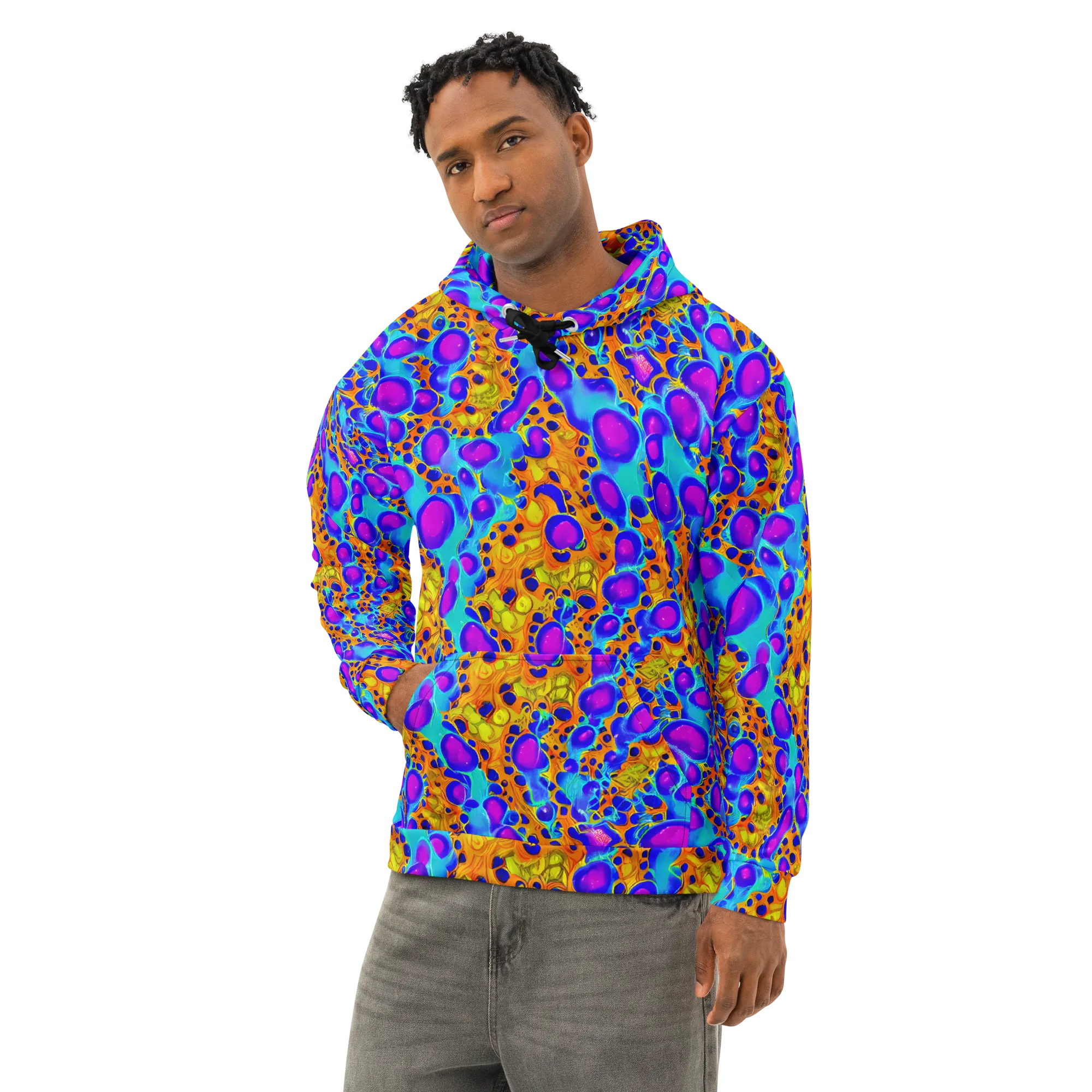Bubble Reactor on Cotton Hoodie — Left Front