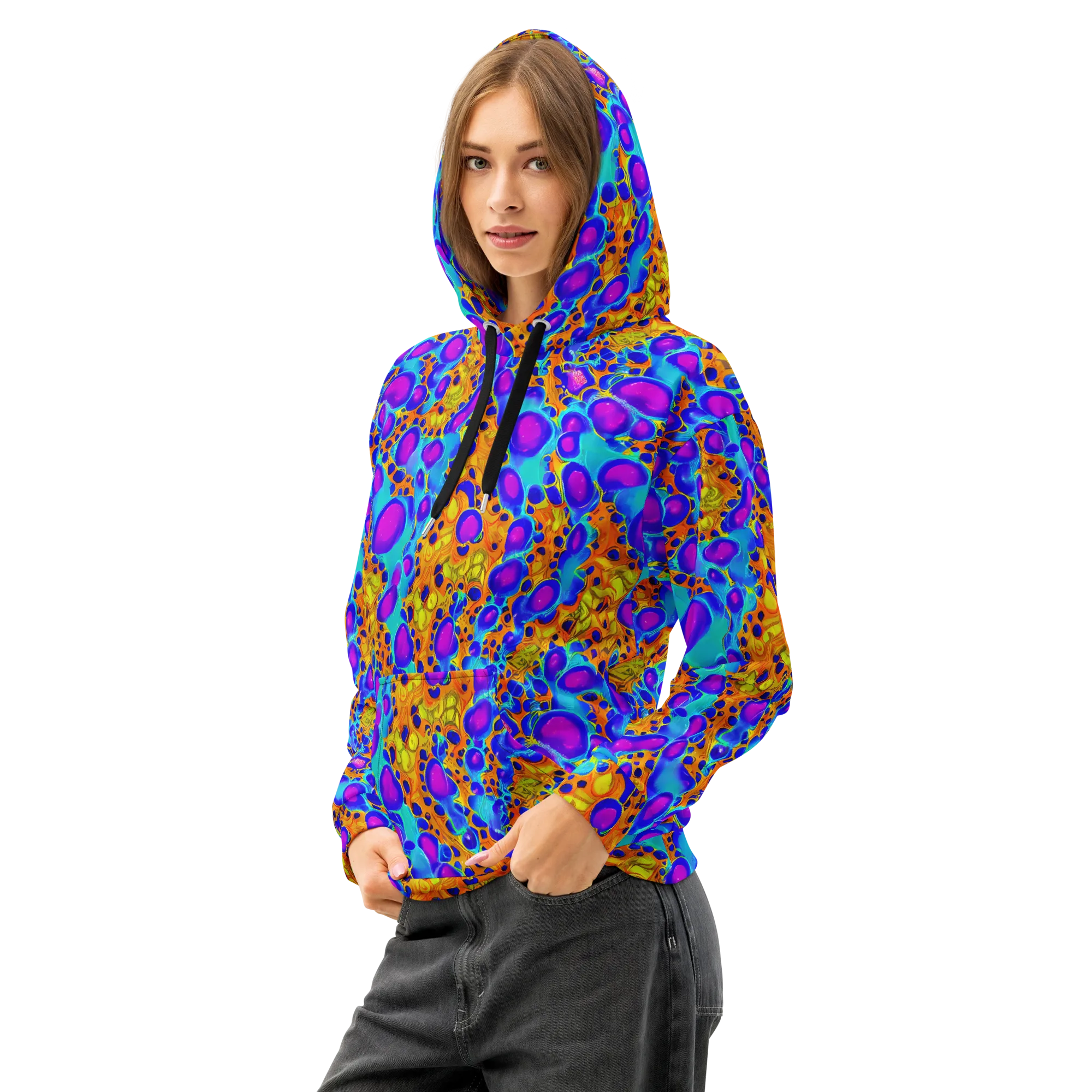 Bubble Reactor on Cotton Hoodie — Left Front