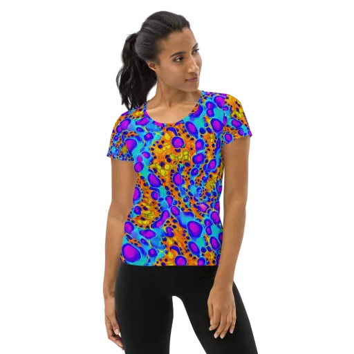 Bubble Reactor on a Women's Athletic T-Shirt