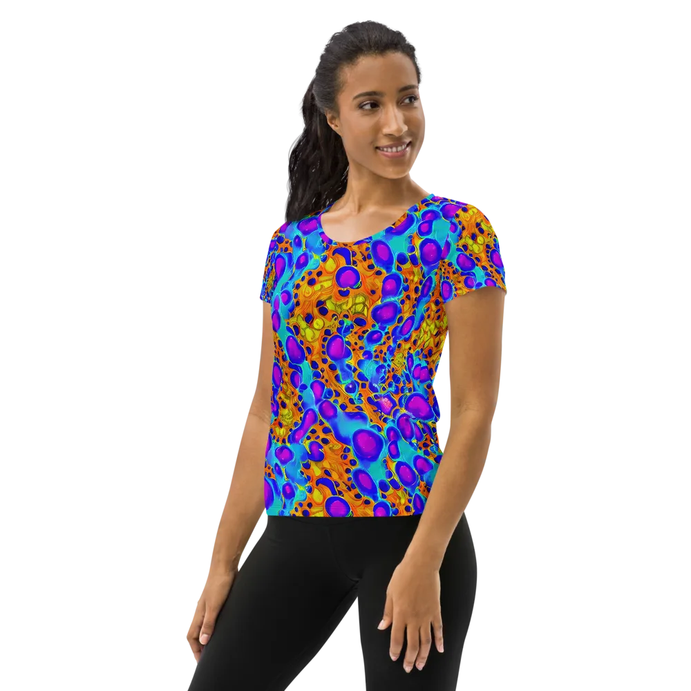 Bubble Reactor on Women's Athletic T-Shirt — Left