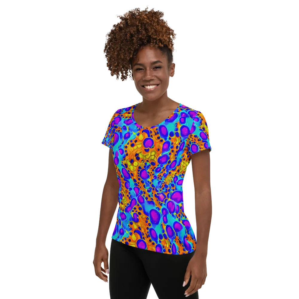 Bubble Reactor on Women's Athletic T-Shirt — Left