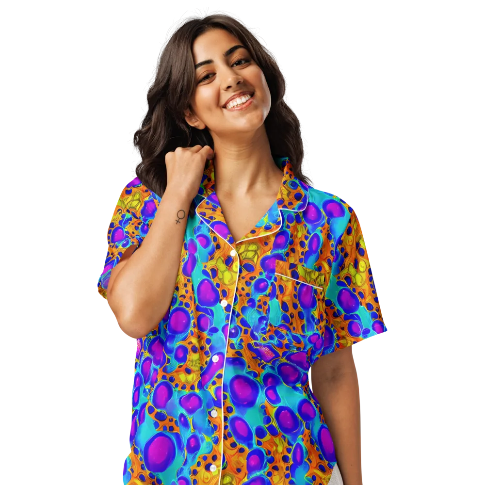 Bubble Reactor on Women's Short Sleeve Pajama Top — Front