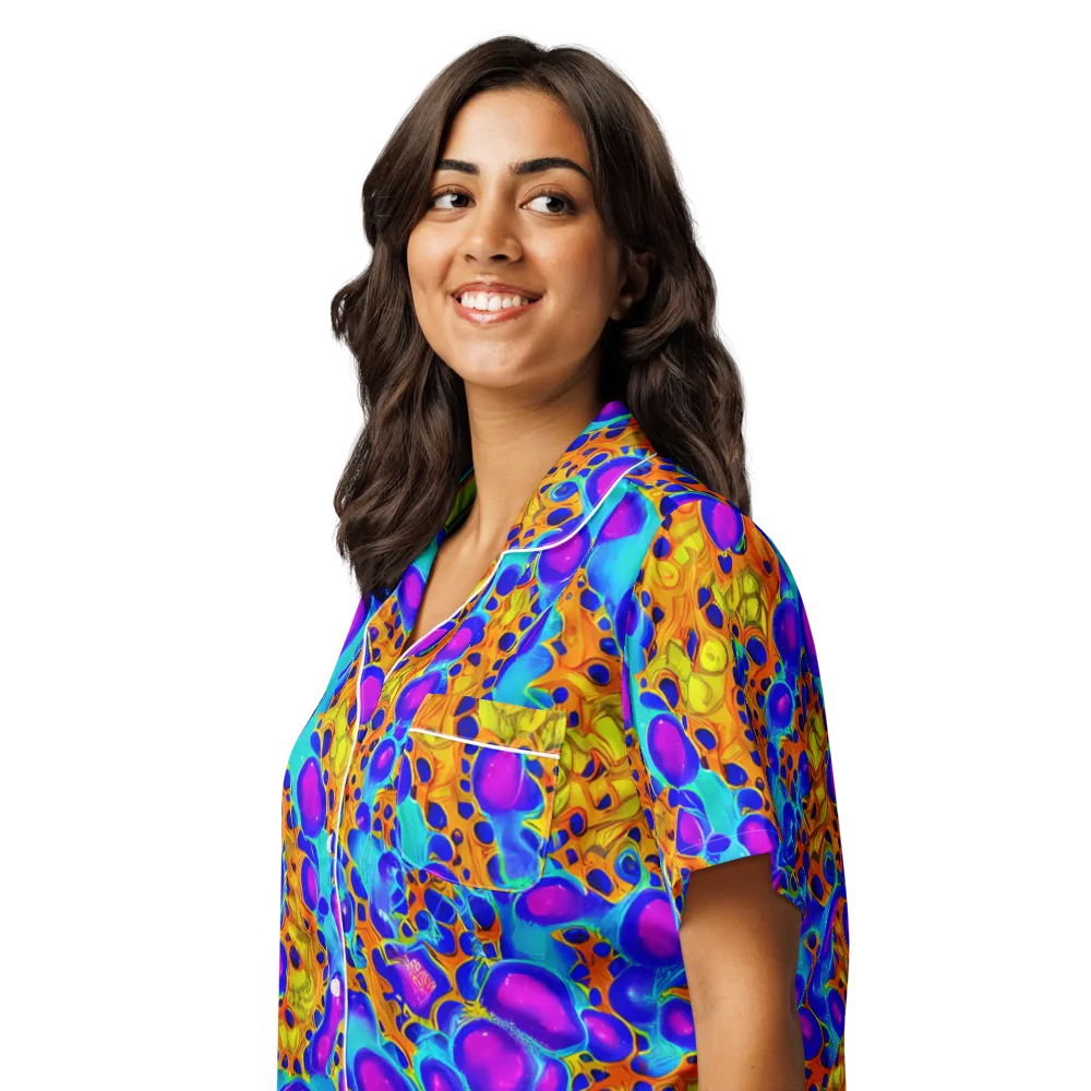 Bubble Reactor on Women's Short Sleeve Pajama Top — Left Front