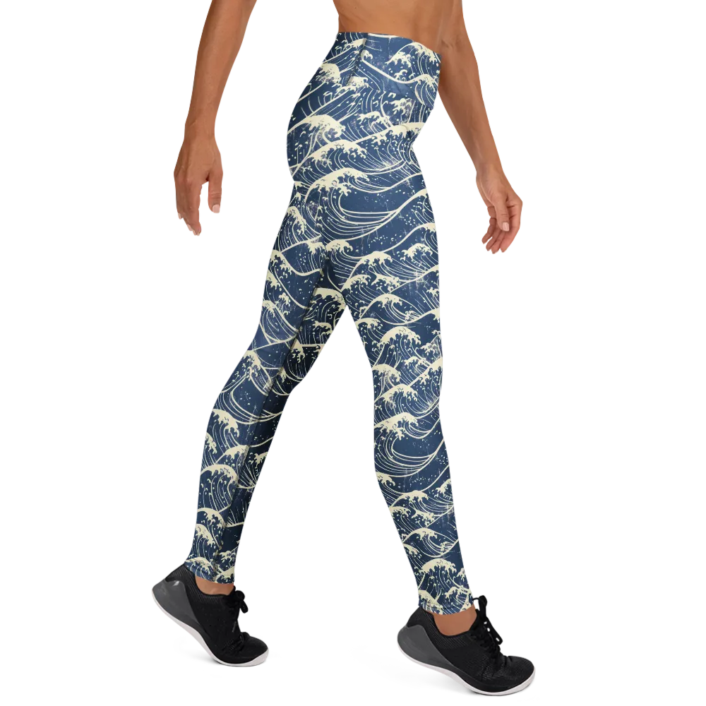 Ukiyo Wave on Yoga Leggings — Right