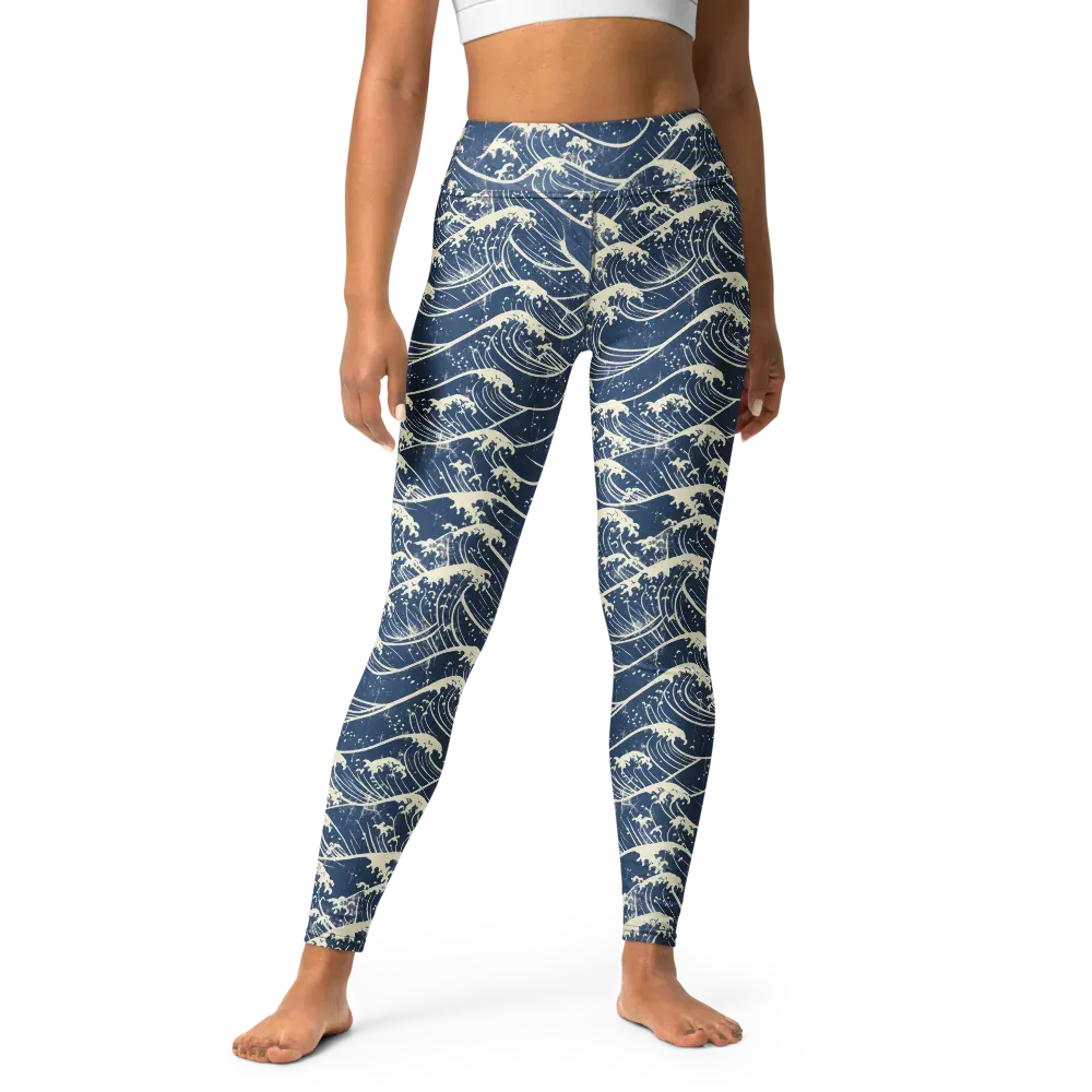Ukiyo Wave on Yoga Leggings — Front