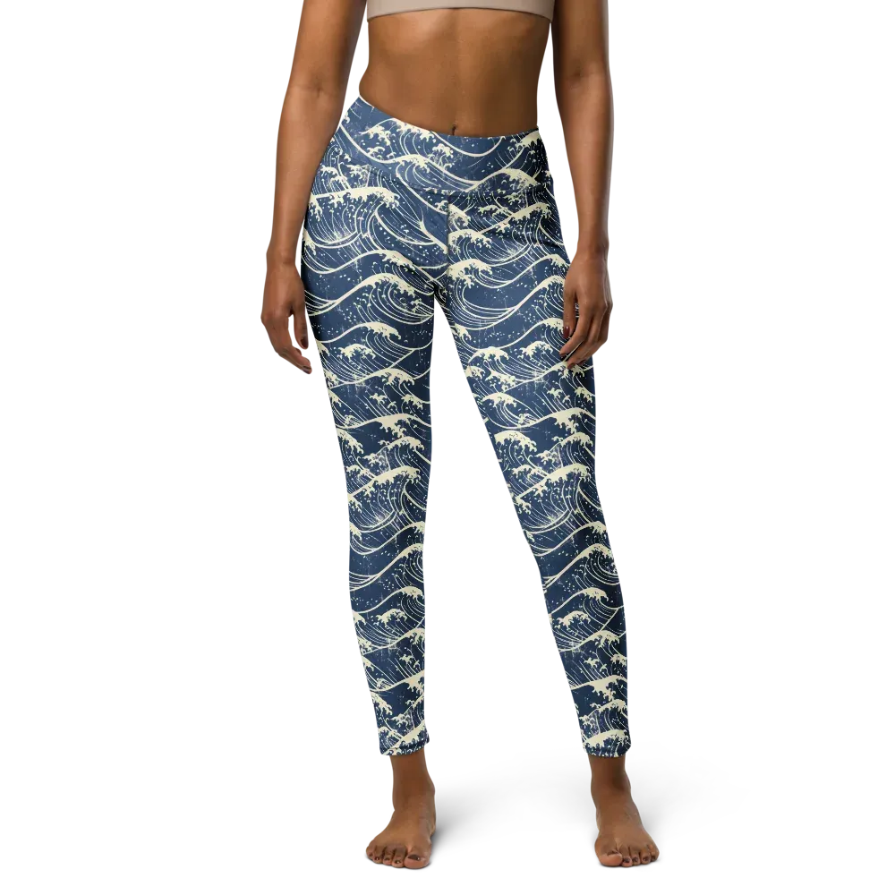 Ukiyo Wave on Yoga Leggings — Front