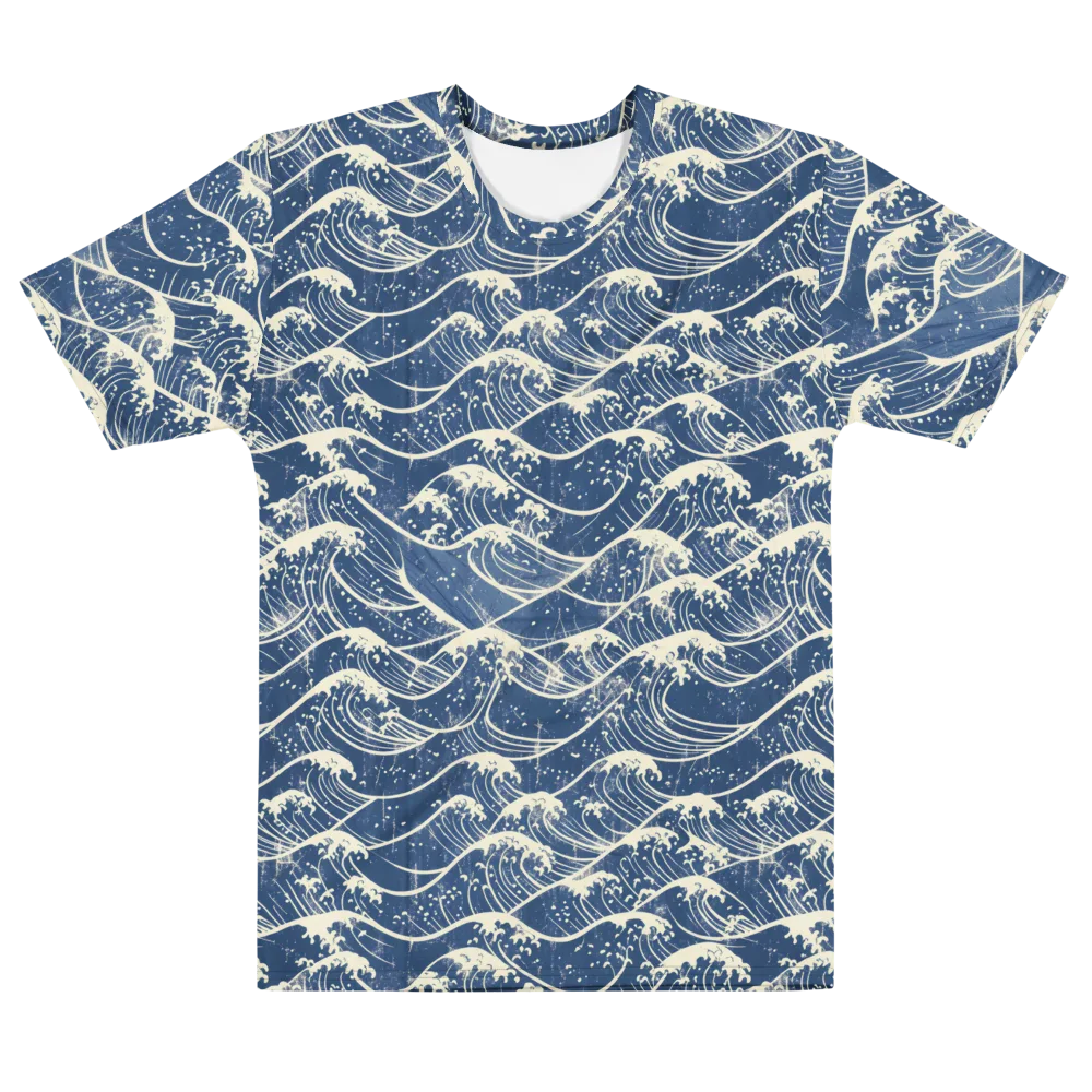 Ukiyo Wave on Men's Cotton Crew Neck T-Shirt — Front
