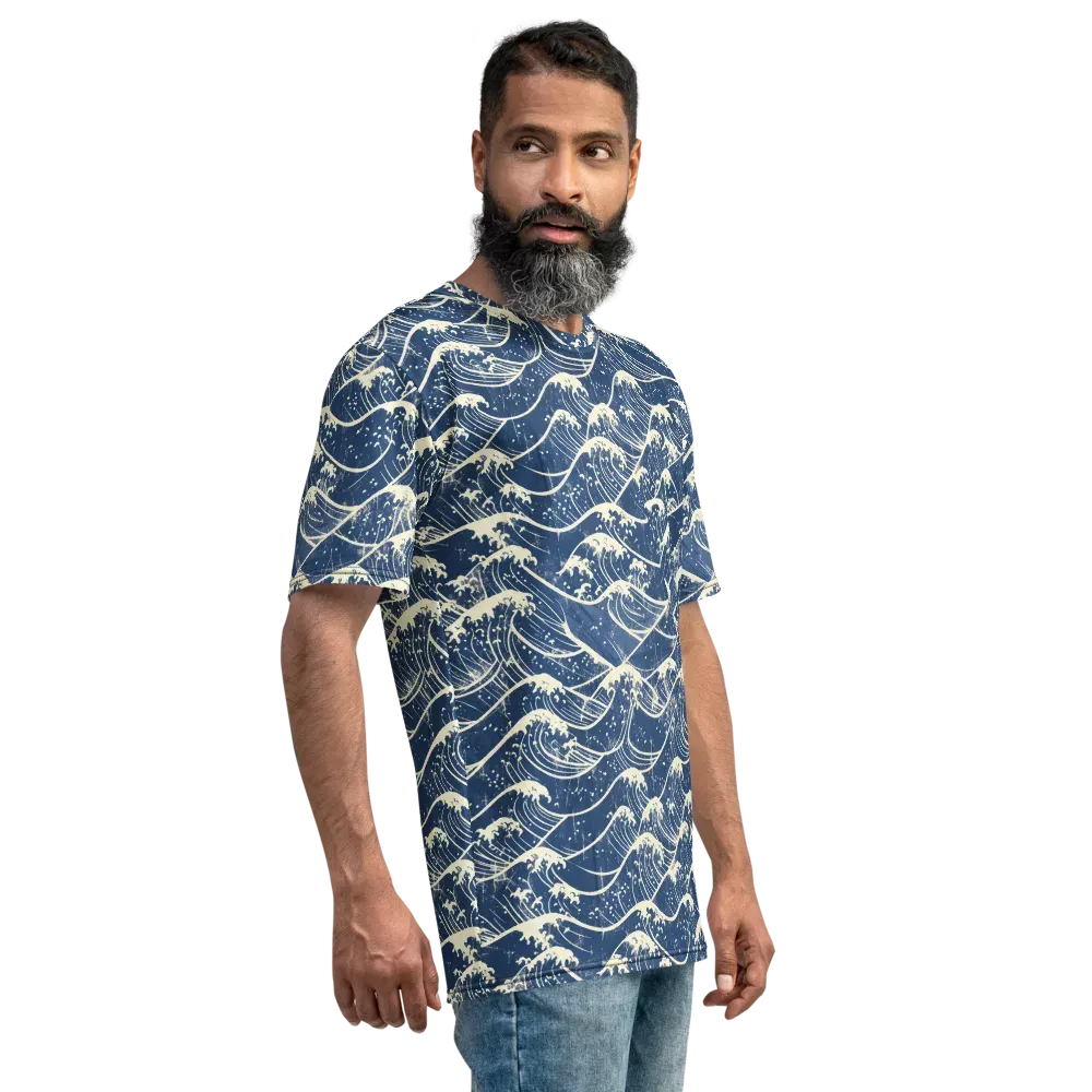 Ukiyo Wave on Men's Crew Neck T-Shirt — Right