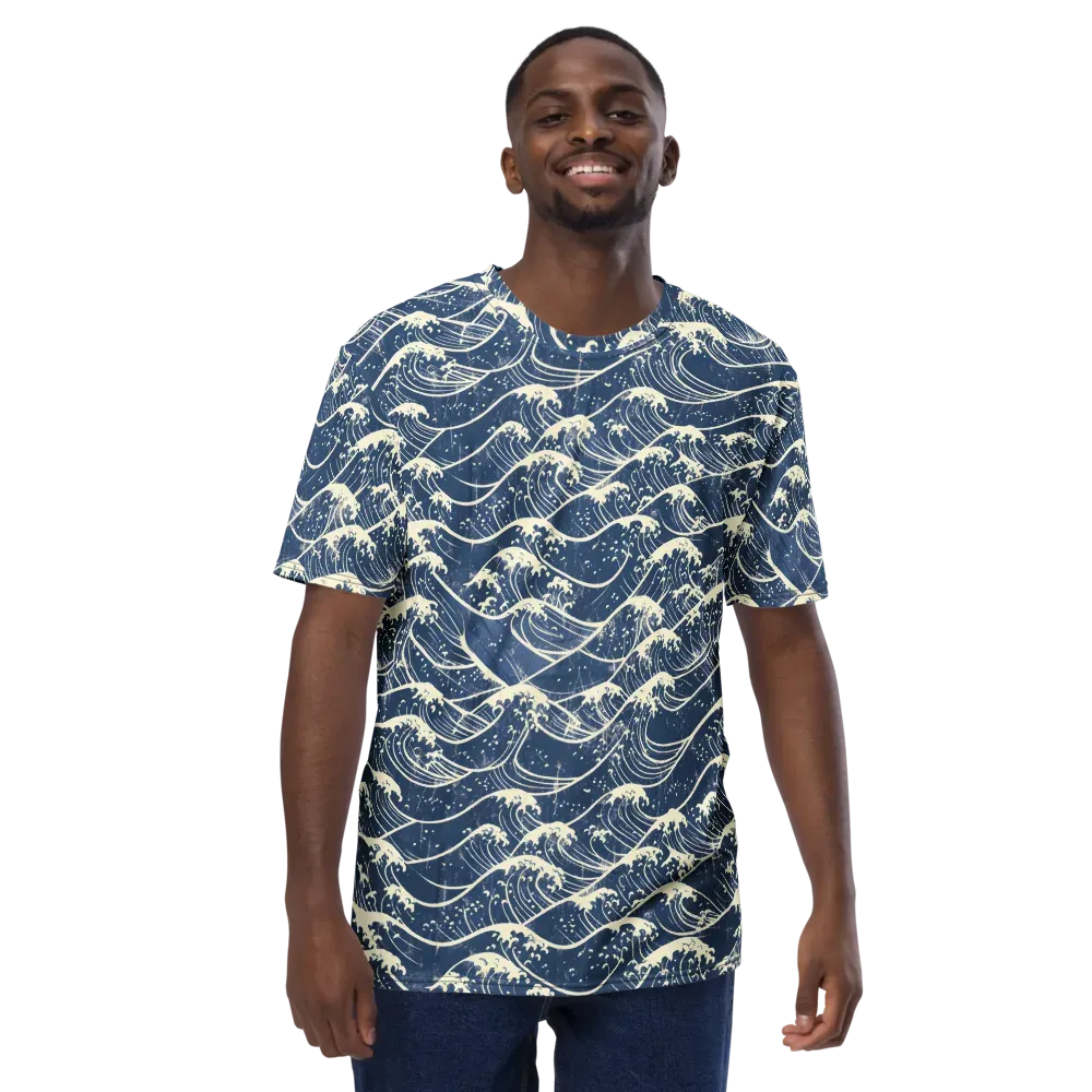 Ukiyo Wave on Men's Crew Neck T-Shirt — Front