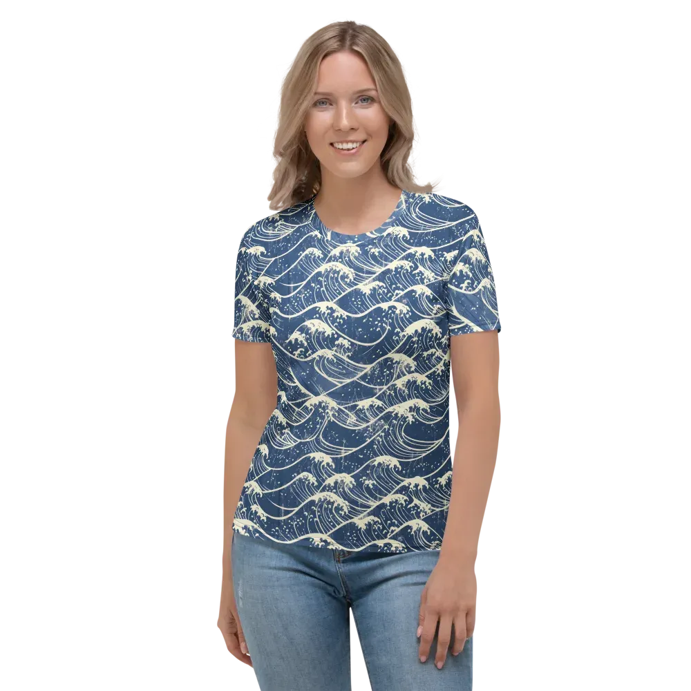 Ukiyo Wave on Women's Crew Neck T-Shirt — Front