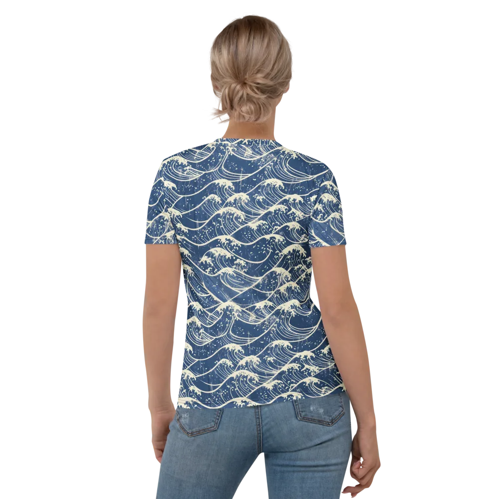 Ukiyo Wave on Women's Crew Neck T-Shirt — Back