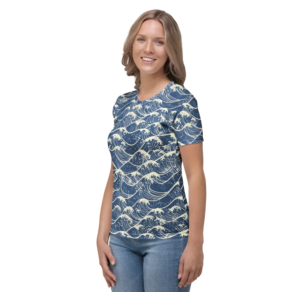 Ukiyo Wave on Women's Crew Neck T-Shirt — Left