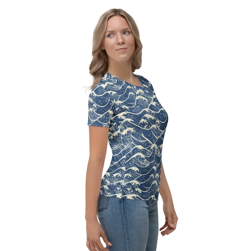 Ukiyo Wave on Women's Crew Neck T-Shirt — Right
