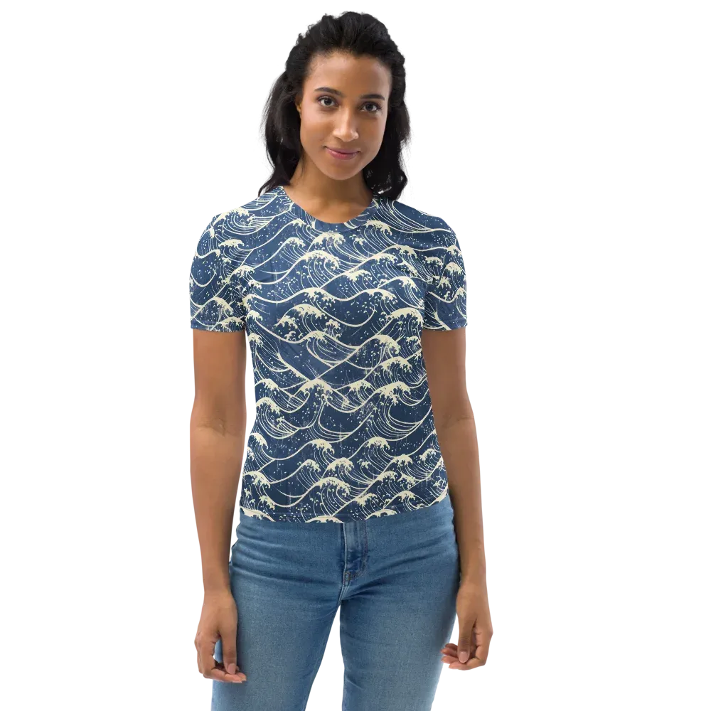 Ukiyo Wave on Women's Crew Neck T-Shirt — Front