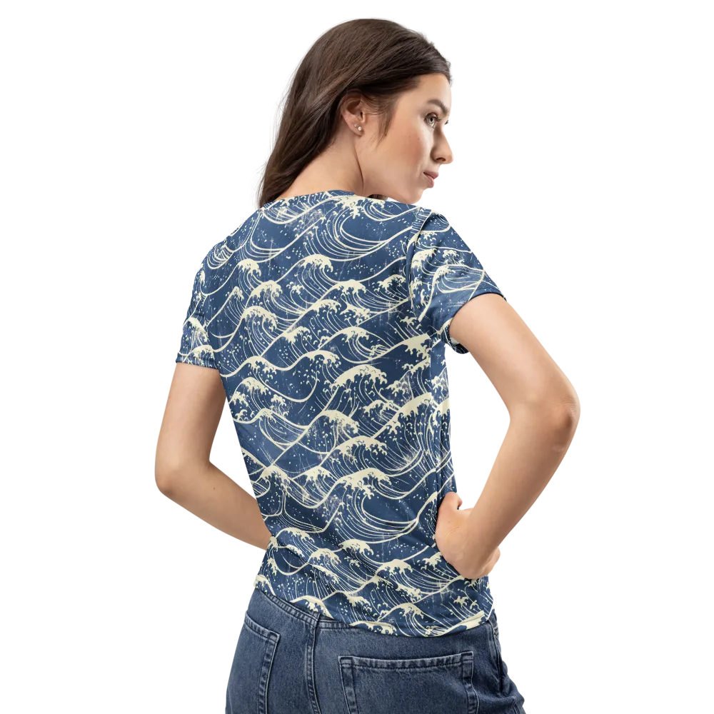 Ukiyo Wave on Women's Crew Neck T-Shirt — Back