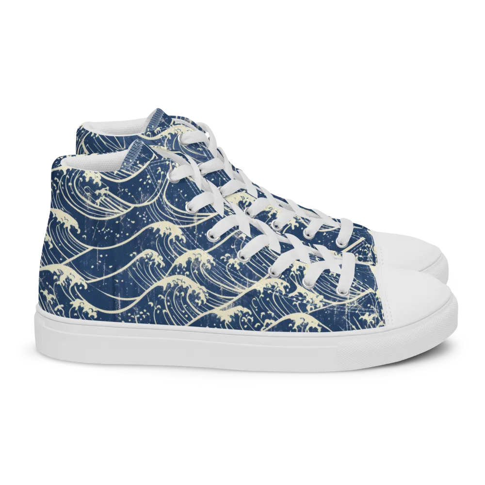 Ukiyo Wave on Women's High Top Canvas Shoes — Right