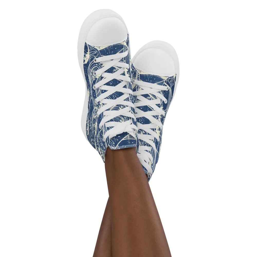 Ukiyo Wave on Women's High Top Canvas Shoes — Front