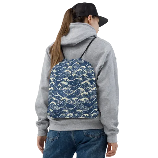 Ukiyo Wave on a Drawstring Bag