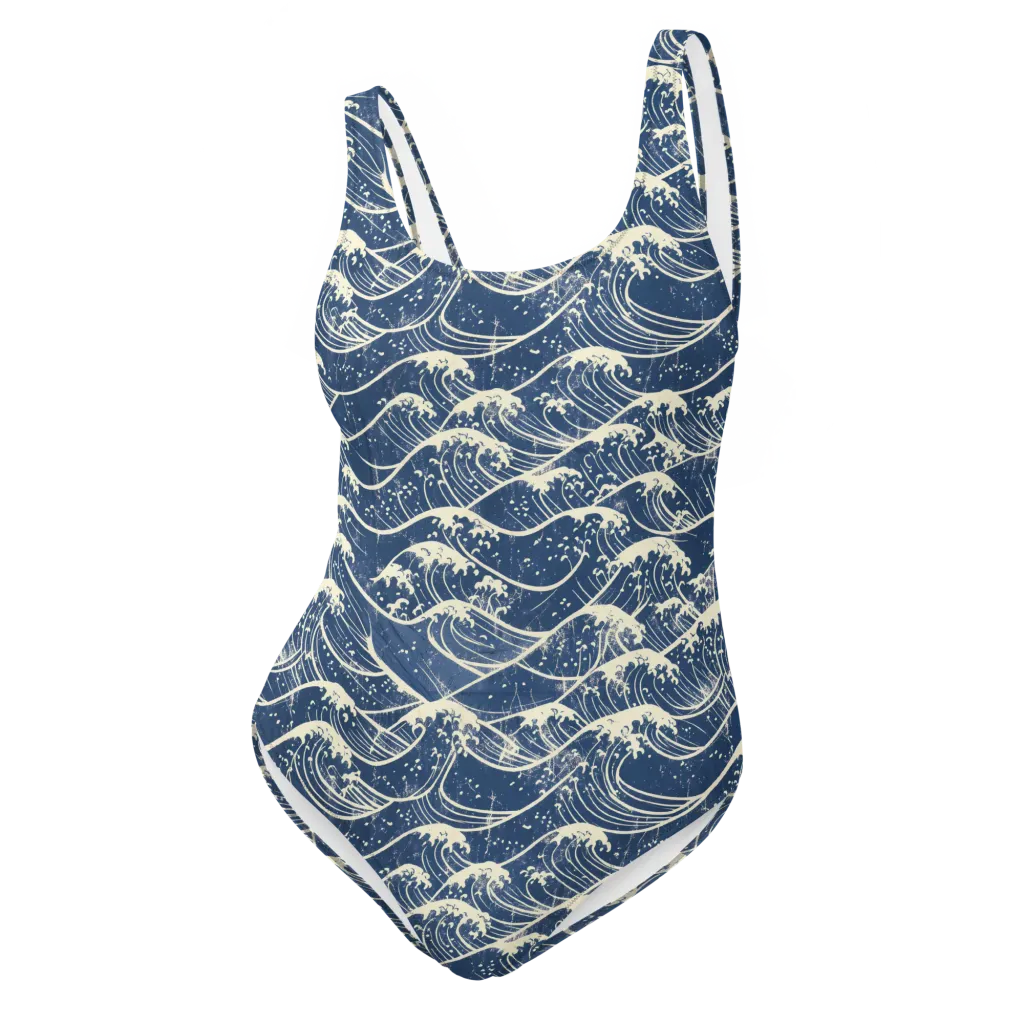 Ukiyo Wave on One-Piece Swimsuit — Front