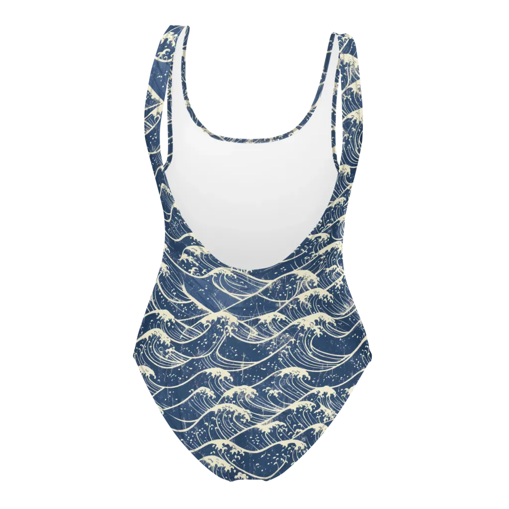 Ukiyo Wave on One-Piece Swimsuit — Back