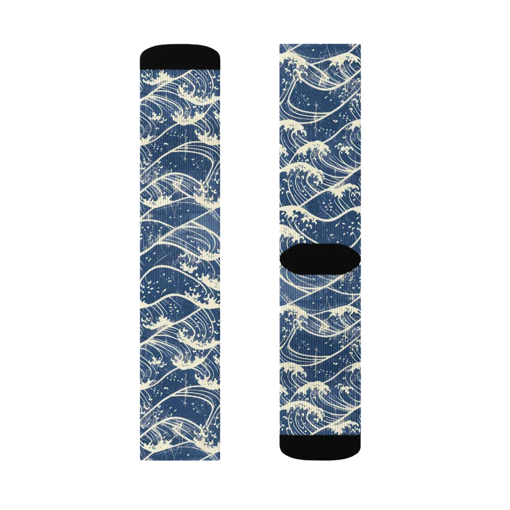 Ukiyo Wave on Socks — Right Sock