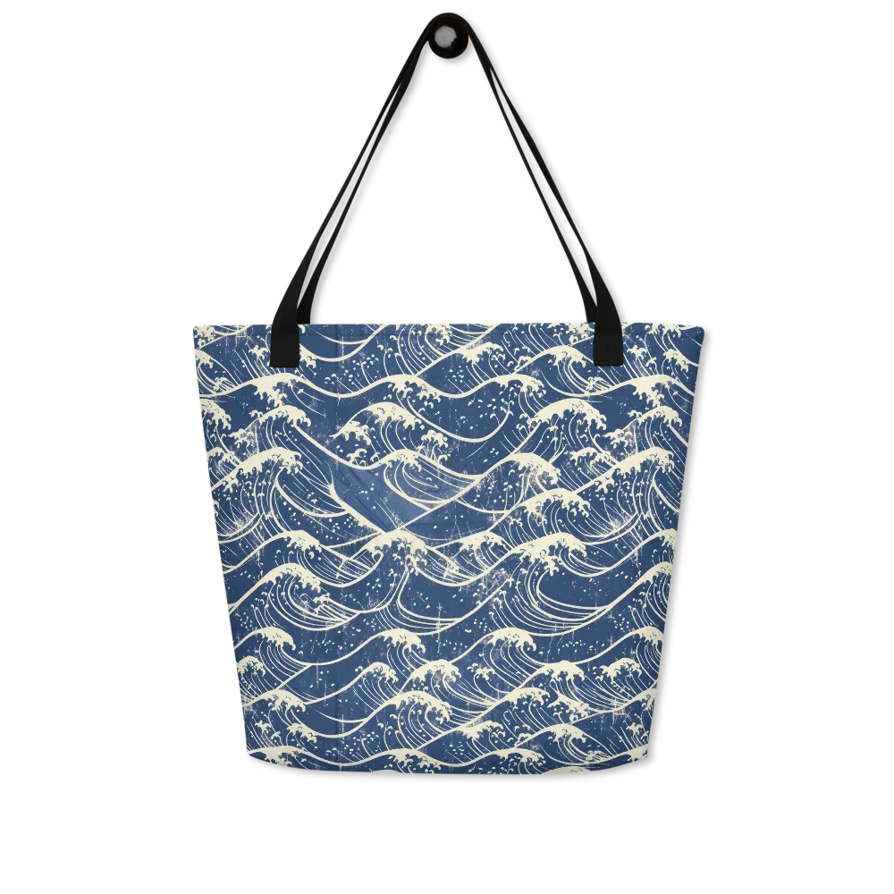 Ukiyo Wave on Large Tote Bag W/ Pocket — Front