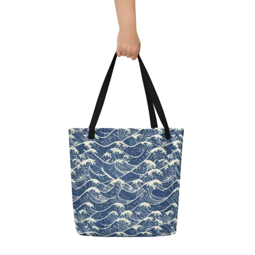 Ukiyo Wave on a Large Tote Bag W/ Pocket