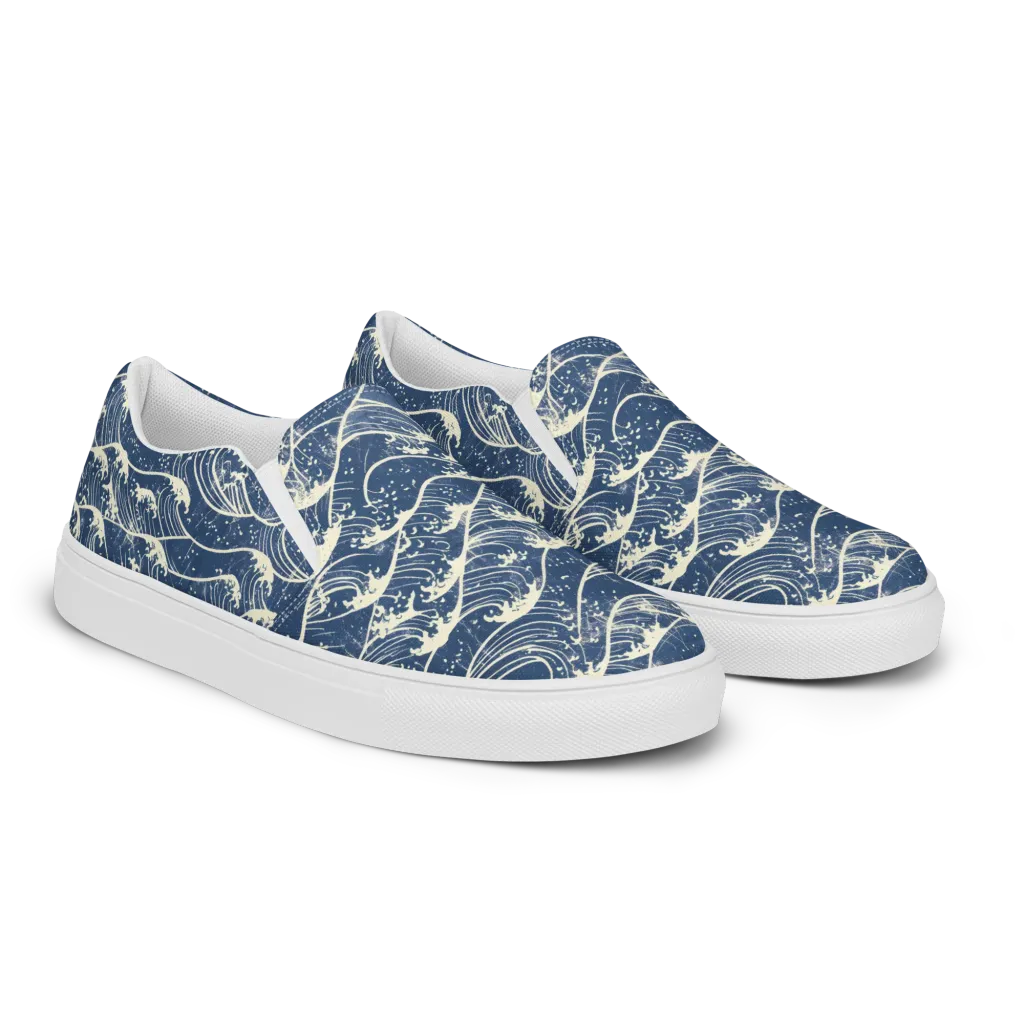 Ukiyo Wave on Women's Slip-On Canvas Shoes — Right Front