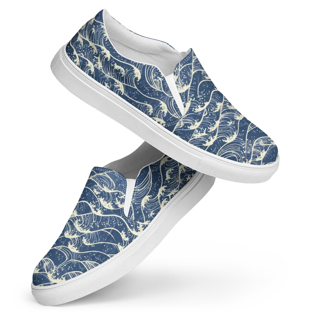 Ukiyo Wave on Women's Slip-On Canvas Shoes — Front