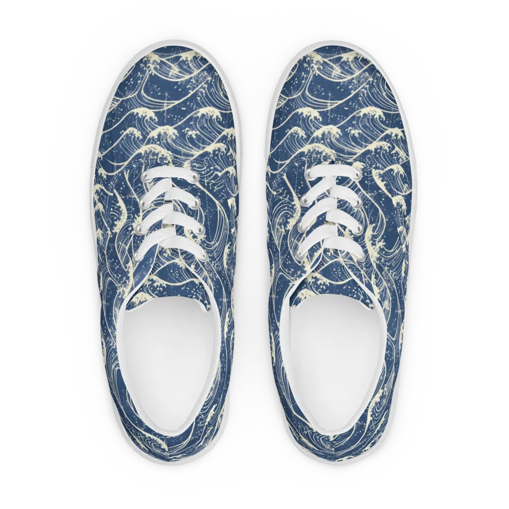 Ukiyo Wave on Men's Lace-Up Canvas Shoes — Front