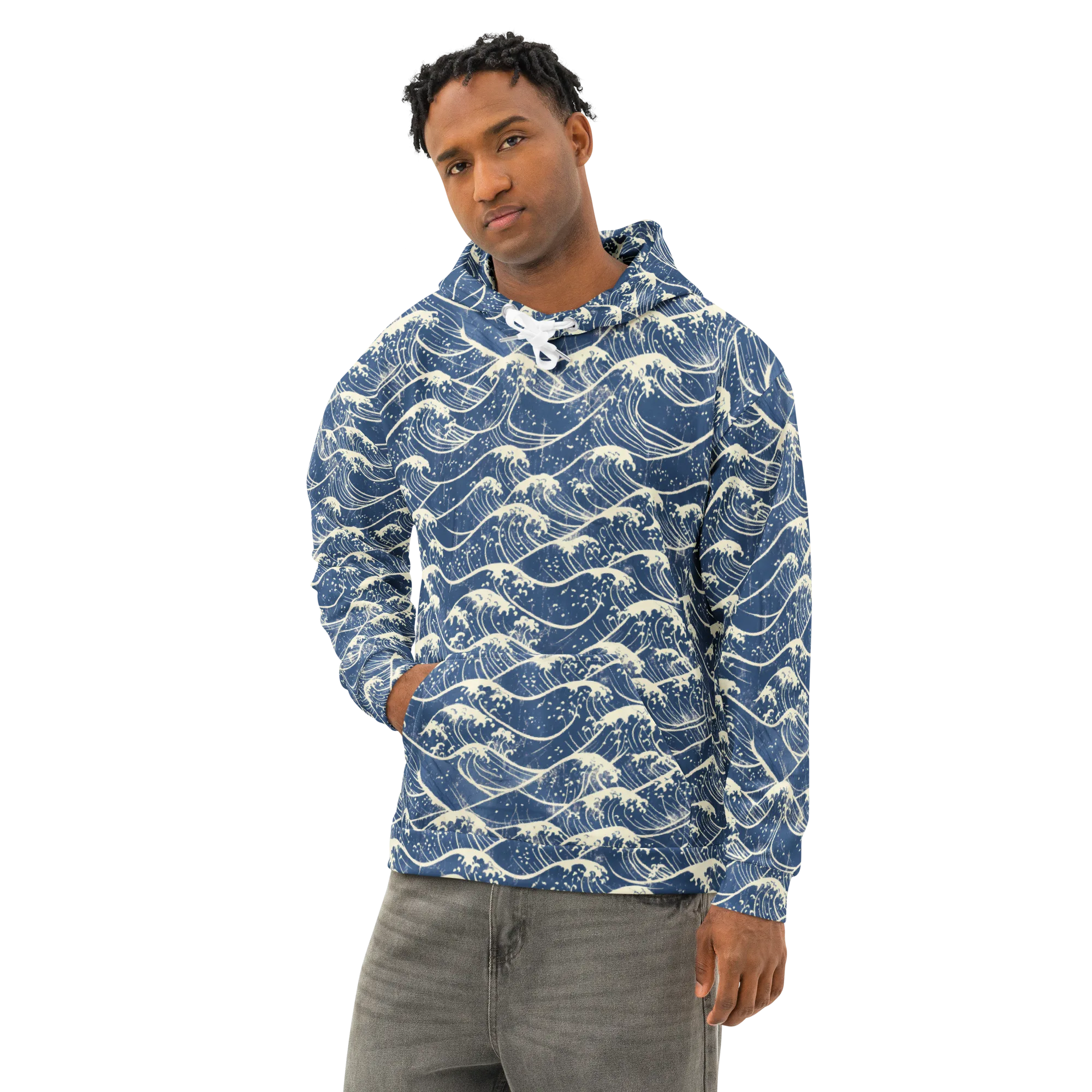 Ukiyo Wave on Cotton Hoodie — Left Front