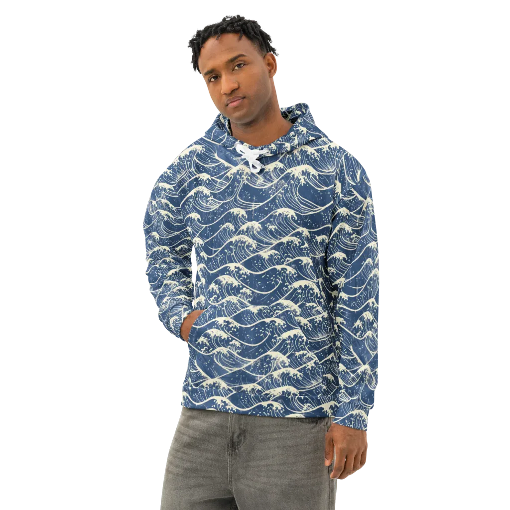 Ukiyo Wave on Cotton Hoodie — Left Front