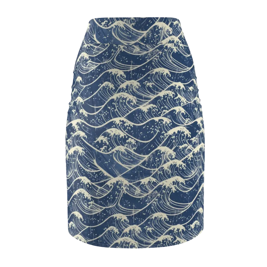 Ukiyo Wave on Pencil Skirt — Back