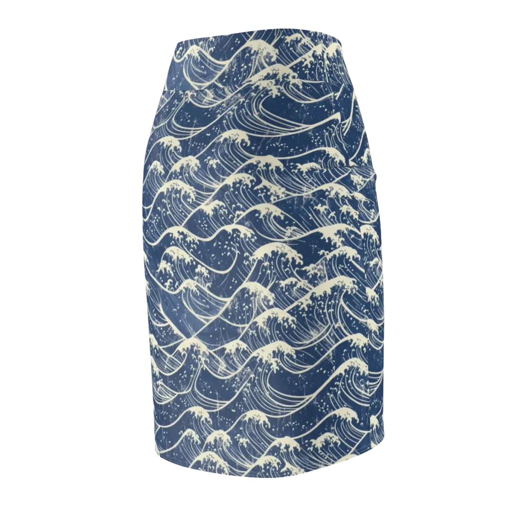 Ukiyo Wave on Pencil Skirt — Back Side