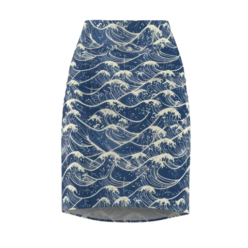 Ukiyo Wave on a Pencil Skirt
