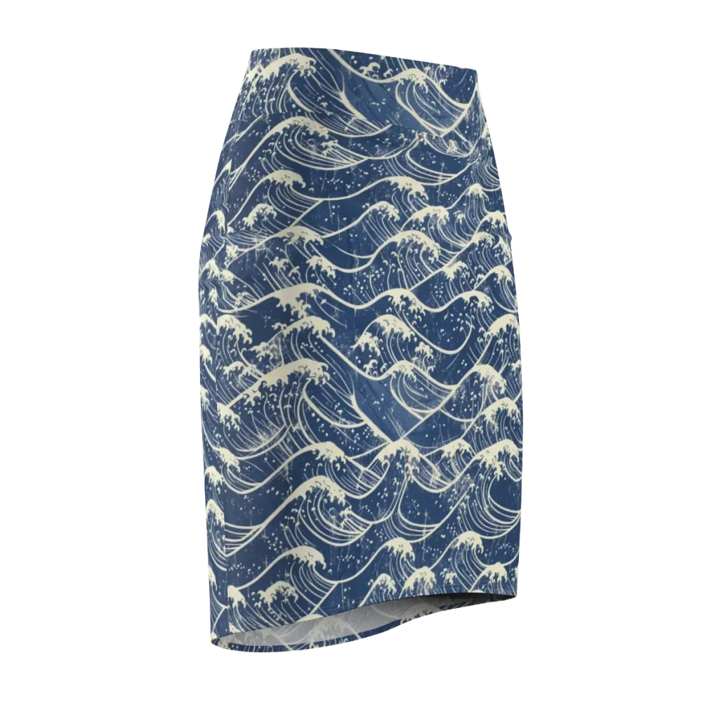 Ukiyo Wave on Pencil Skirt — Front Side