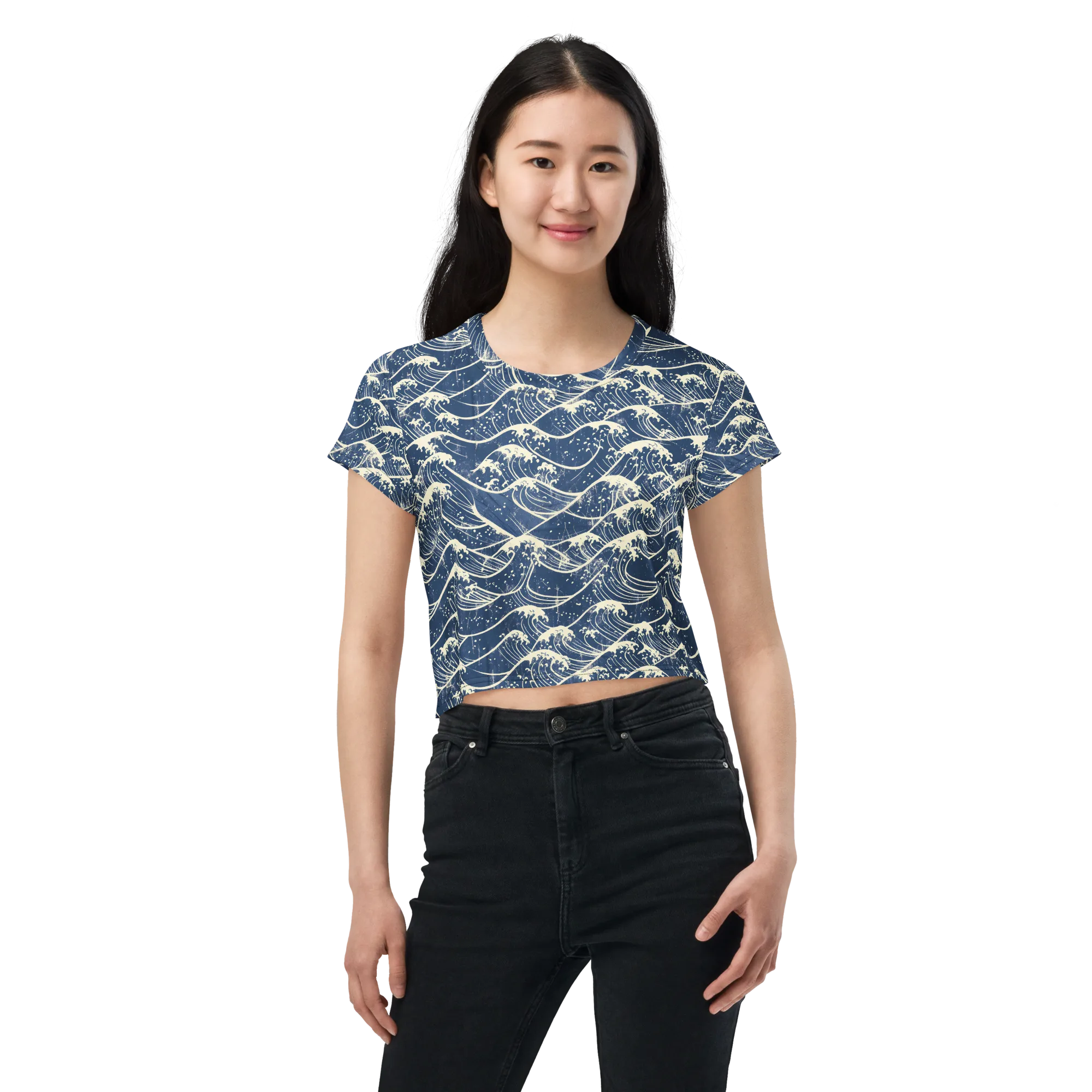 Ukiyo Wave on Crop Tee — Front