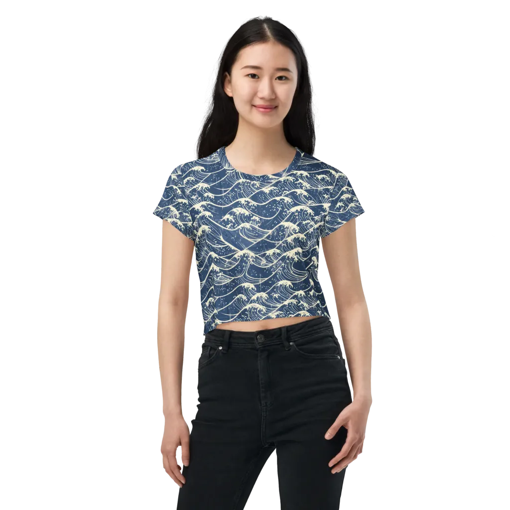 Ukiyo Wave on Crop Tee — Front
