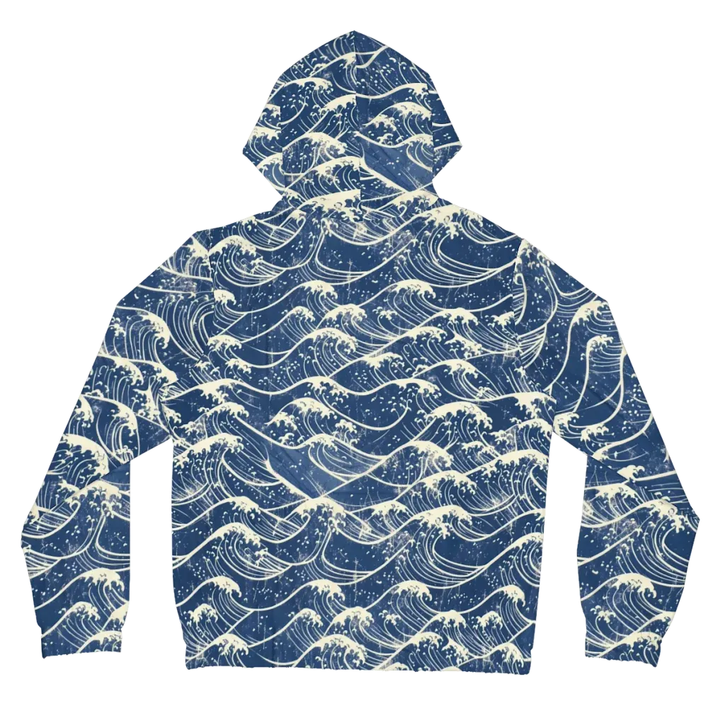 Ukiyo Wave on Women's Full-Zip Hoodie — Back