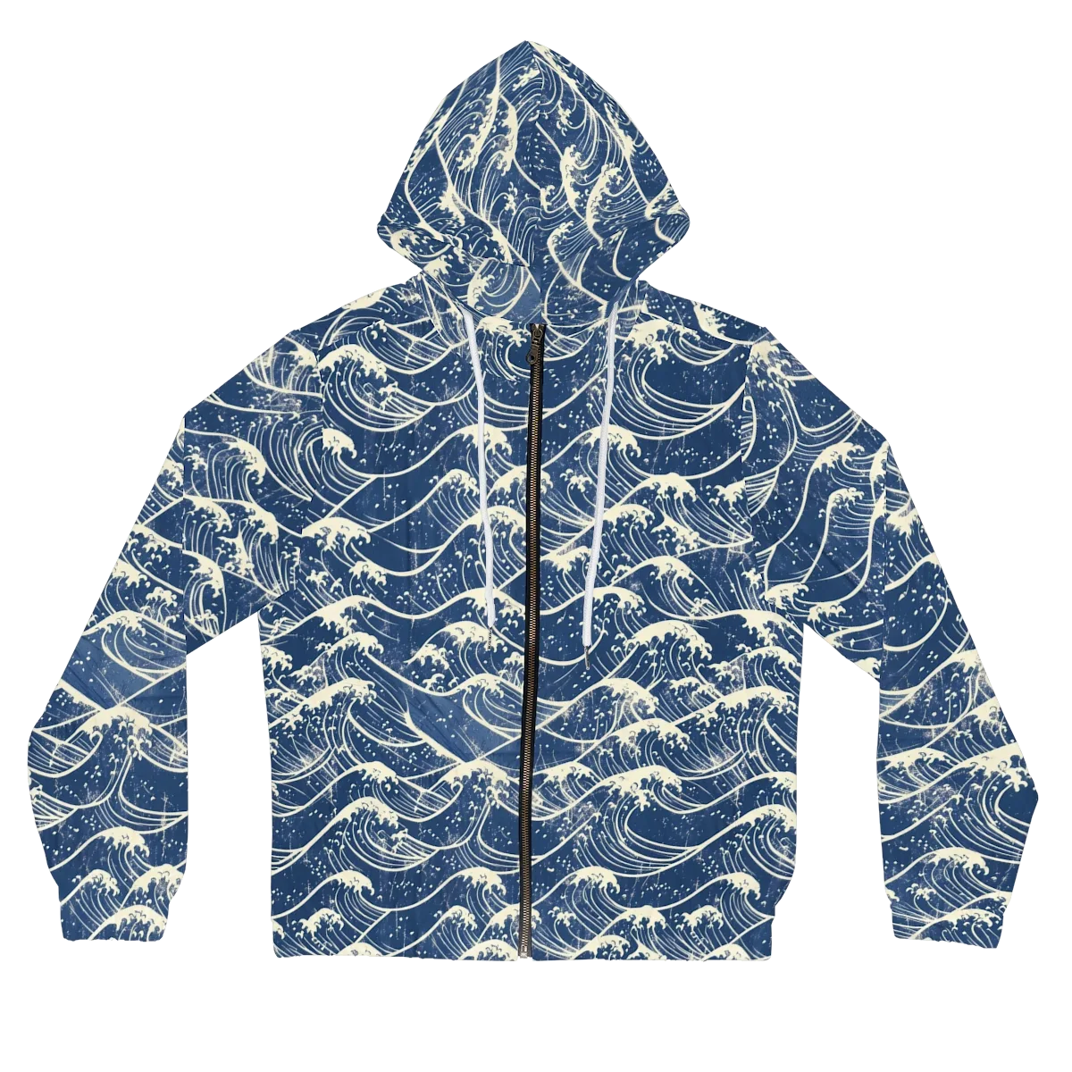 Ukiyo Wave on Women's Full-Zip Hoodie — Front