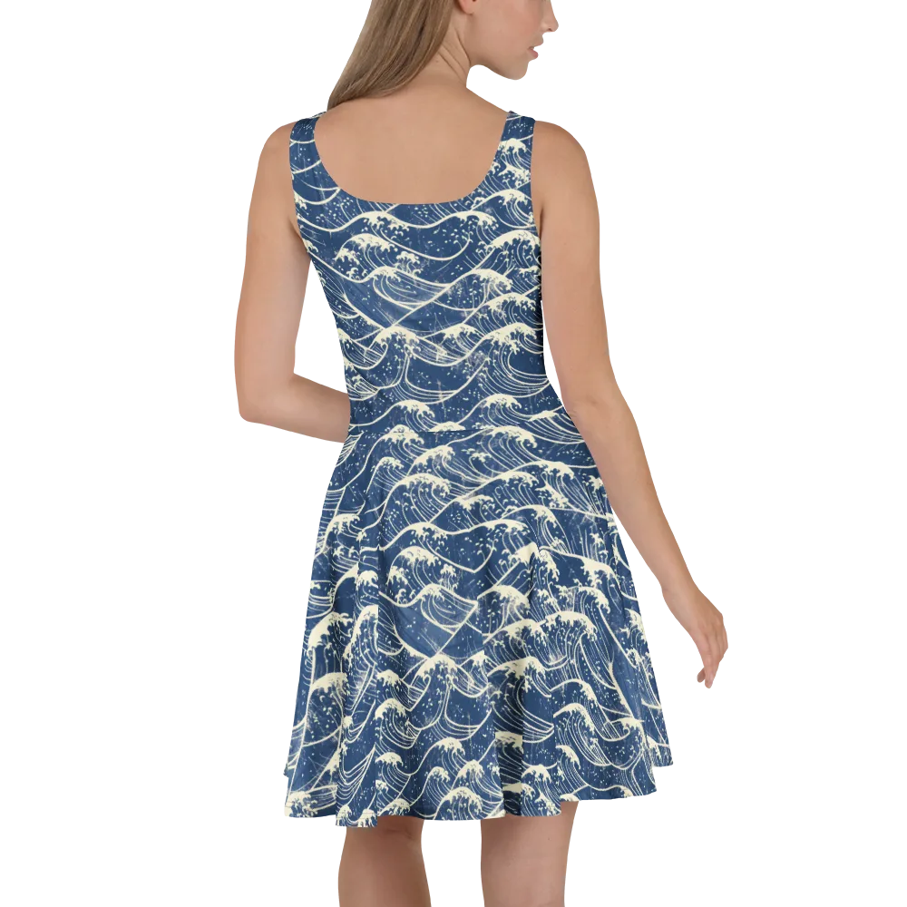 Ukiyo Wave on Skater Dress — Back