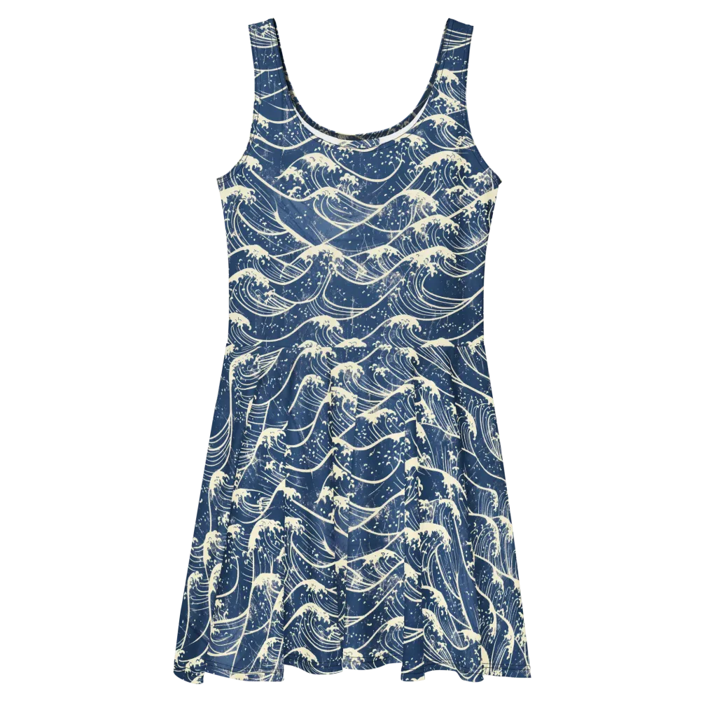 Ukiyo Wave on Skater Dress — Front
