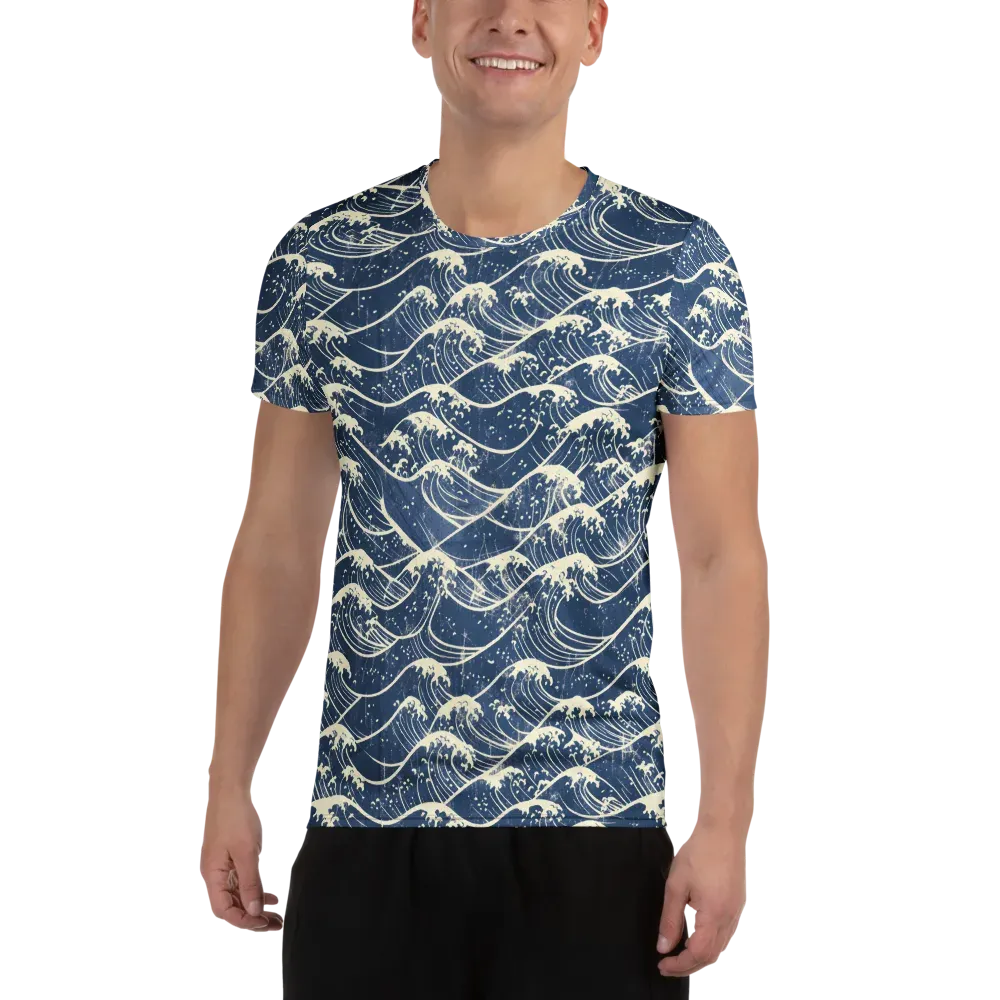Ukiyo Wave on Men's Athletic T-Shirt — Front