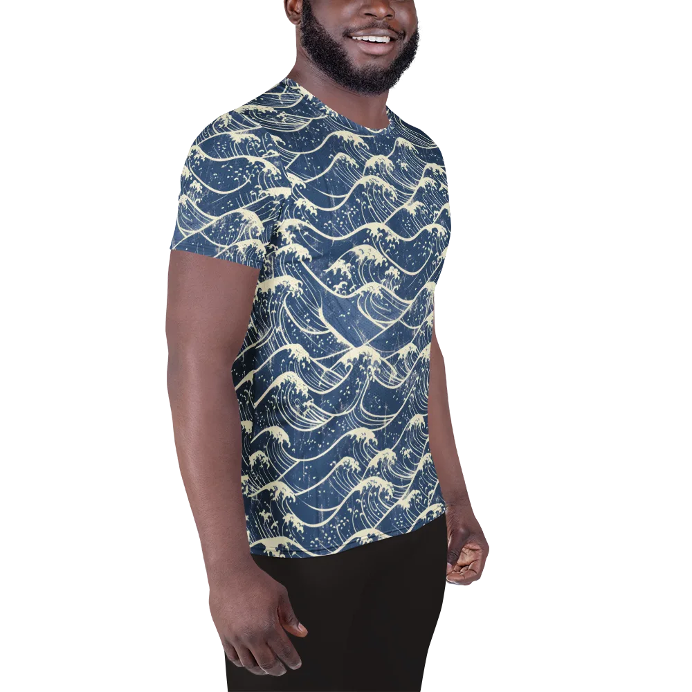 Ukiyo Wave on Men's Athletic T-Shirt — Right