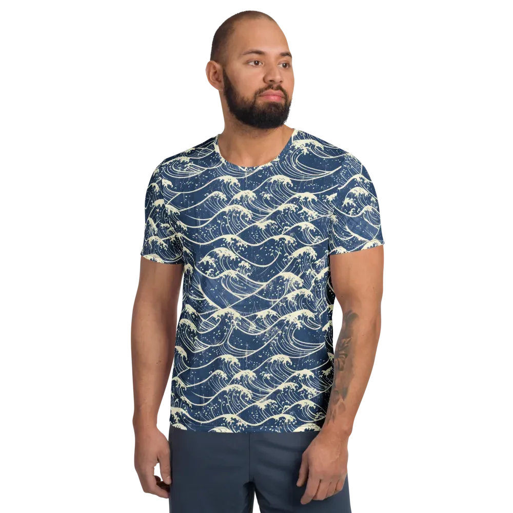 Ukiyo Wave on Men's Athletic T-Shirt — Front