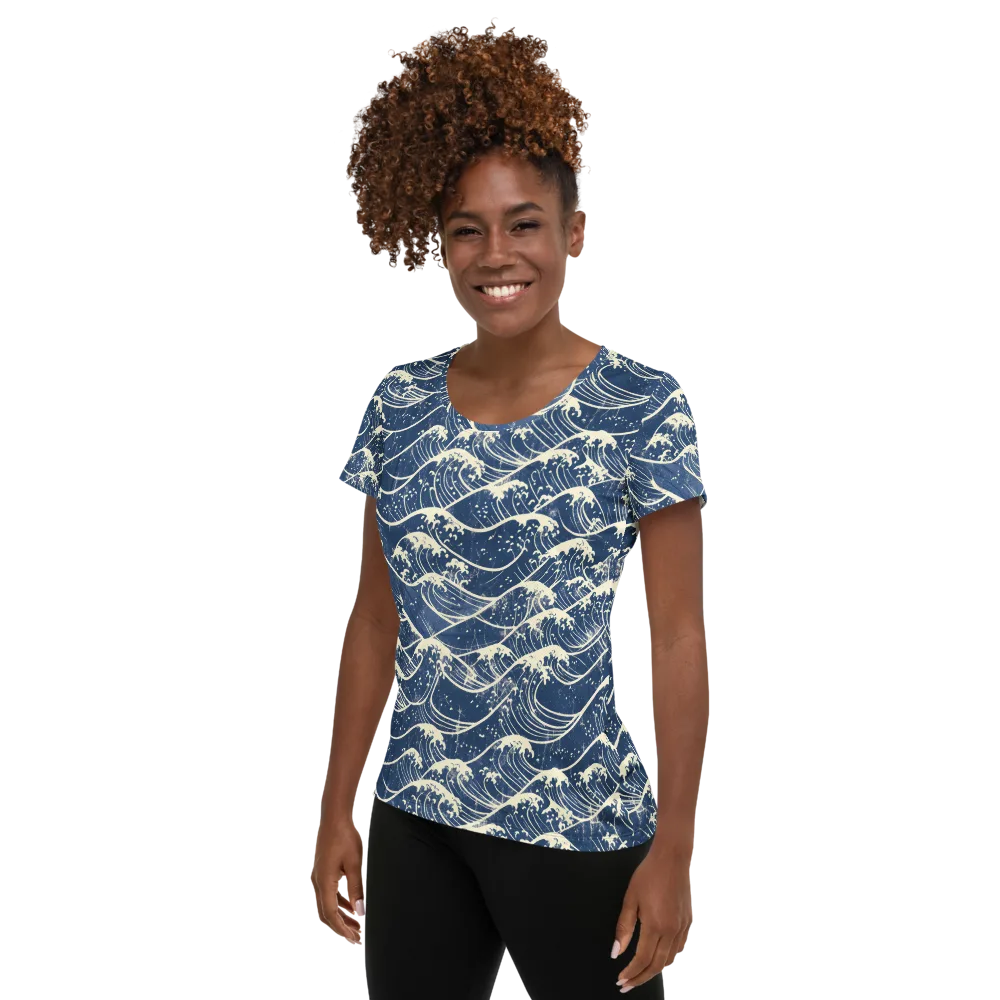 Ukiyo Wave on Women's Athletic T-Shirt — Left