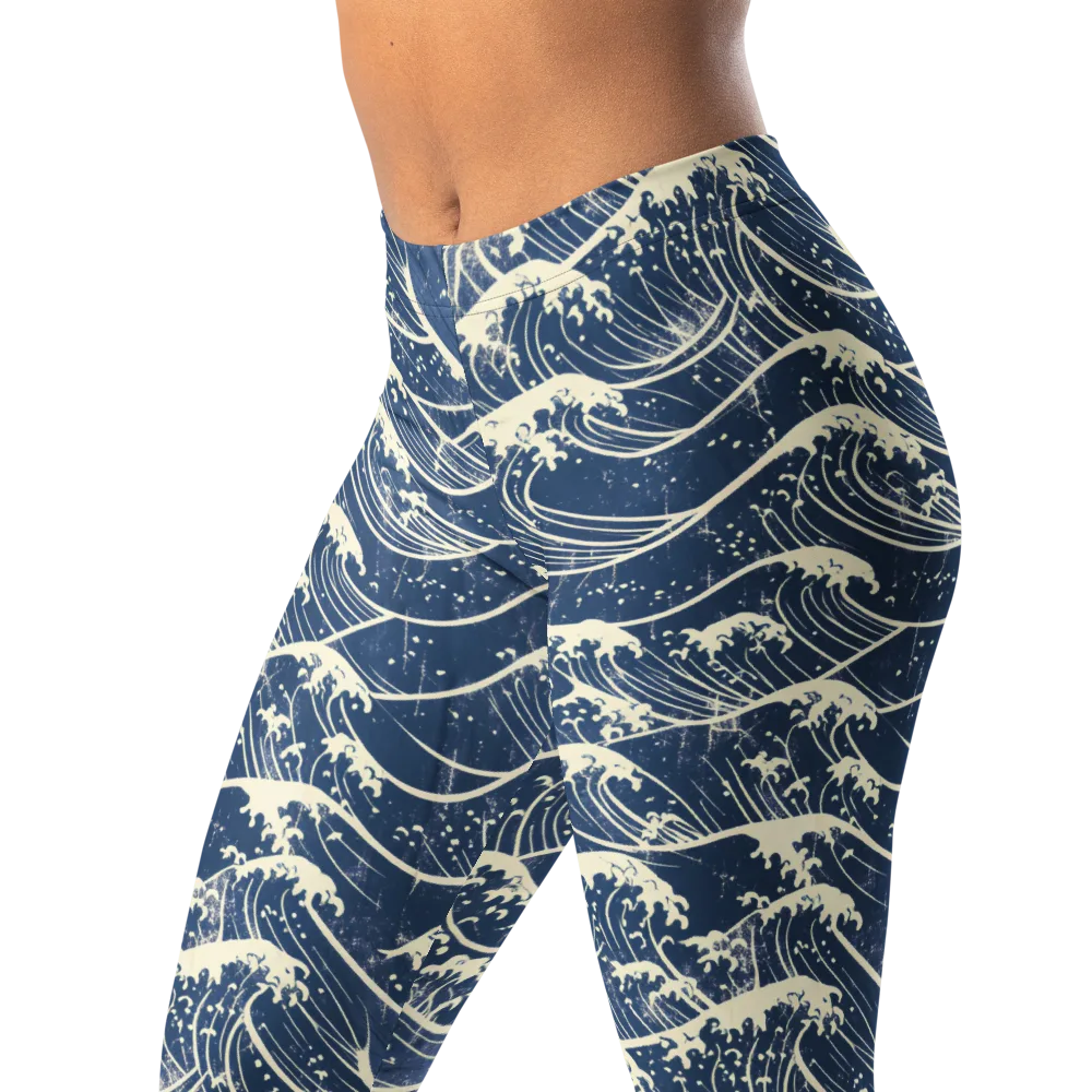 Ukiyo Wave on Leggings — Left Front