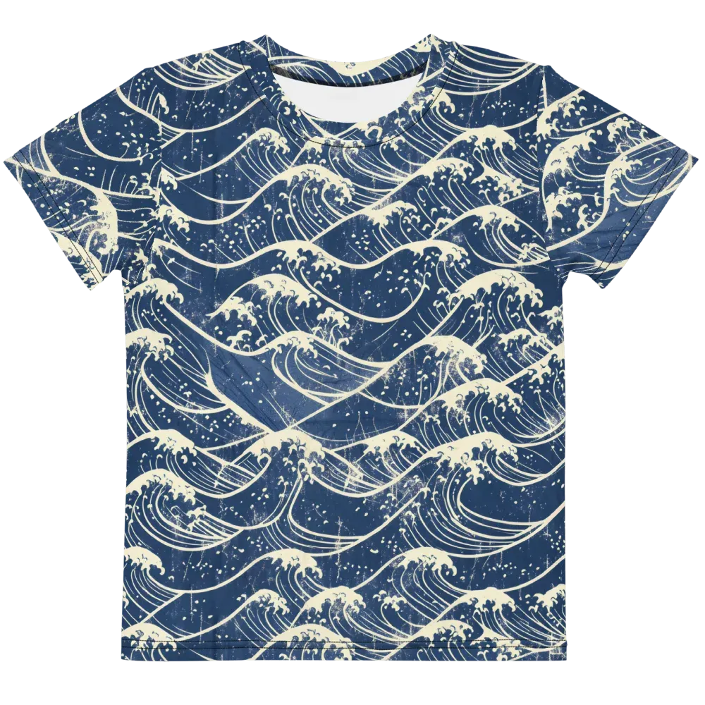 Ukiyo Wave on Kids Crew Neck T-Shirt — Front