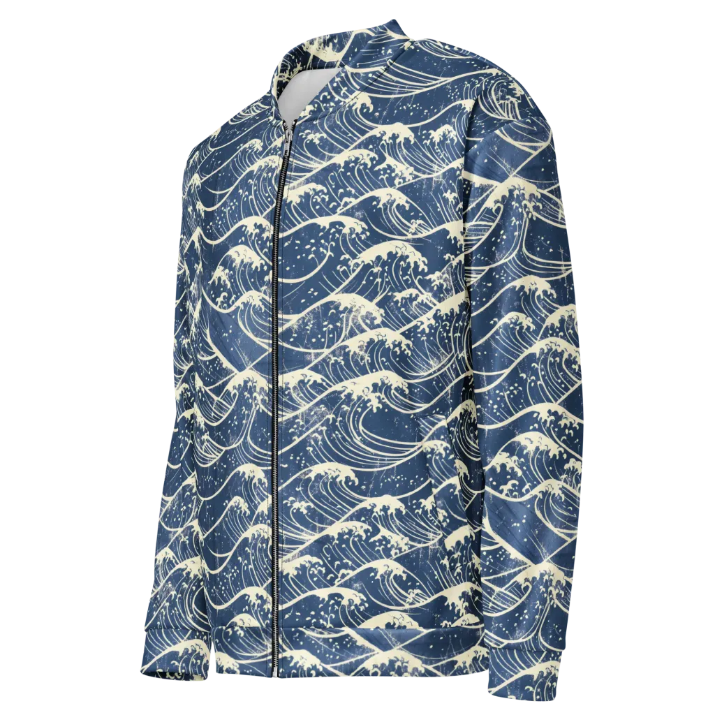 Ukiyo Wave on Bomber Jacket — Left Front